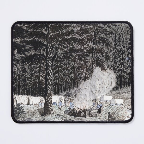 Item preview, Sierra Nevada Mountain Camp Wagon Train Vintage Drawing designed and sold by TheSoulOfArt.
