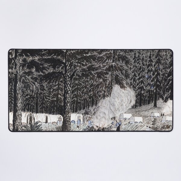 Item preview, Sierra Nevada Mountain Camp Wagon Train Vintage Drawing designed and sold by TheSoulOfArt.