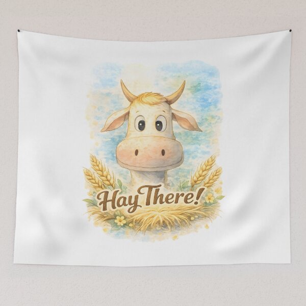 Item preview, Hay There! Cute Farm Cow Watercolor Illustration designed and sold by blankTeeShirt.