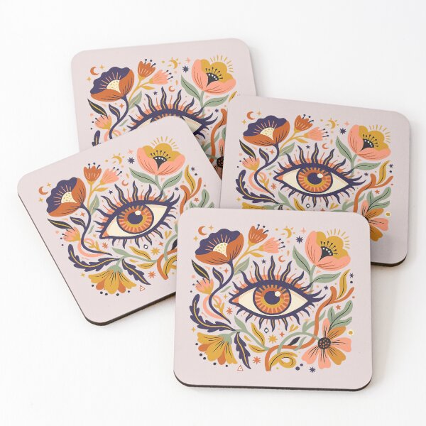 Item preview, Mystical Folk Art Eye with Floral and Celestial Elements designed and sold by Zyynpixel.