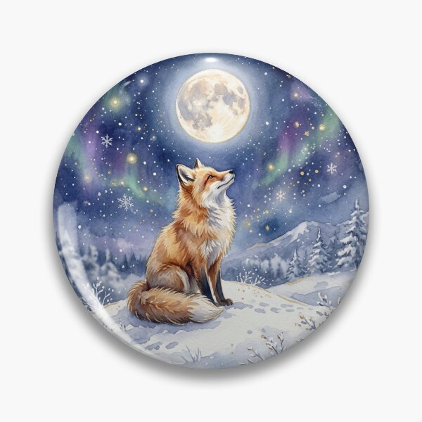 Item preview, Hokkaido Fox Sticker - Northern Lights Kawaii Winter Watercolor designed and sold by mofu-studio.