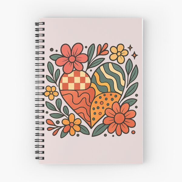 Item preview, Retro 70s Style Hearts with Floral Patterns designed and sold by Zyynpixel.