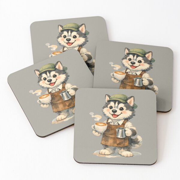 Item preview, Siberian Husky Barista Watercolor designed and sold by ChemicalXShop.