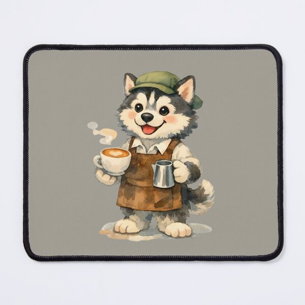 Item preview, Siberian Husky Barista Watercolor designed and sold by ChemicalXShop.