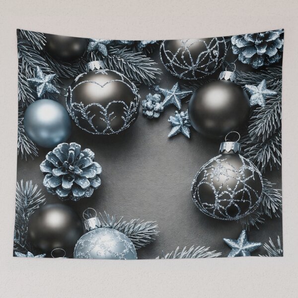Item preview, Elegant Silver Black Christmas Ornament Pattern designed and sold by Kaleidoscope Print.