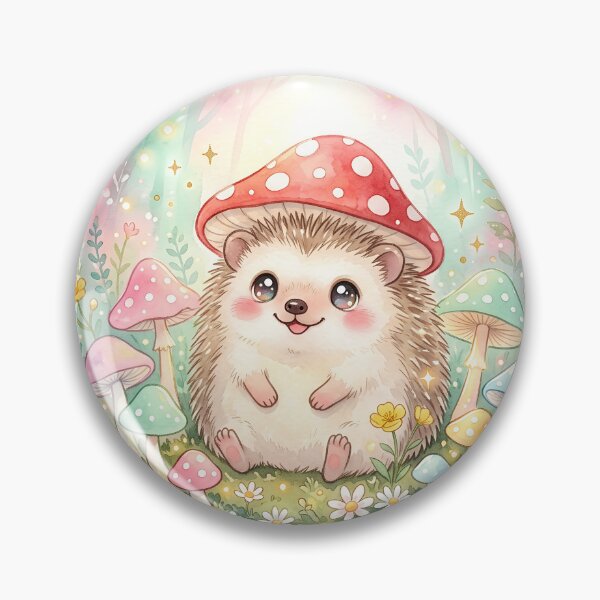 Artikelvorschau, Igel-Aufkleber – Pilzhut, Zauberwald, Kawaii-Kunst entworfen und verkauft von mofu-studio.