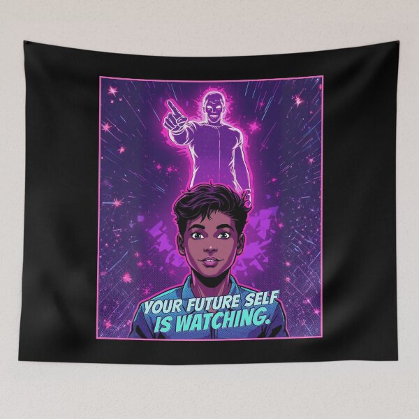 Item preview, Your Future Self is Watching| Motivational cartoon  Aesthetic with Typography | Cute Funny Inspirational Quote | Self Care Positivity Cartoon Design ver2 designed and sold by CosmicNook1.