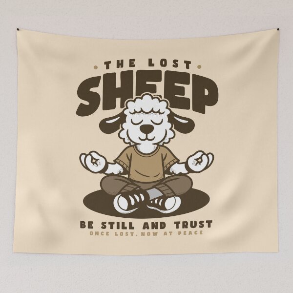 Item preview, The Lost Sheep Meditation Illustration Be Still and Trust Design designed and sold by adipra.