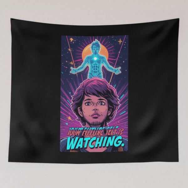 Item preview, Your Future Self is Watching| Motivational cartoon  Aesthetic with Typography | Cute Funny Inspirational Quote | Self Care Positivity Cartoon Design ver1 designed and sold by CosmicNook1.