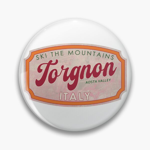 Item preview, Torgnon, Italy, Valle d’Aosta, Ski, textured skiing badge designed and sold by Wanderful-roads.