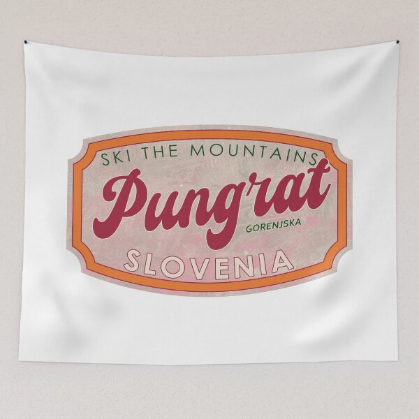 Item preview, Pungrat, Slovenia, Gorenjska, Ski, textured skiing badge designed and sold by Wanderful-roads.