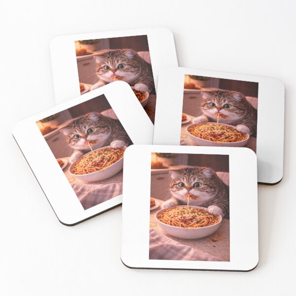 Item preview, Funny Cat Eating Spaghetti – Cute Messy Cat Food Moment designed and sold by LovelyCatGalaxy.