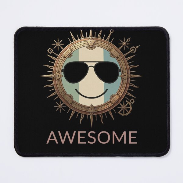 Item preview, Awesome Aviator Smiley Steampunk Compass Art Print designed and sold by Artful Expression .