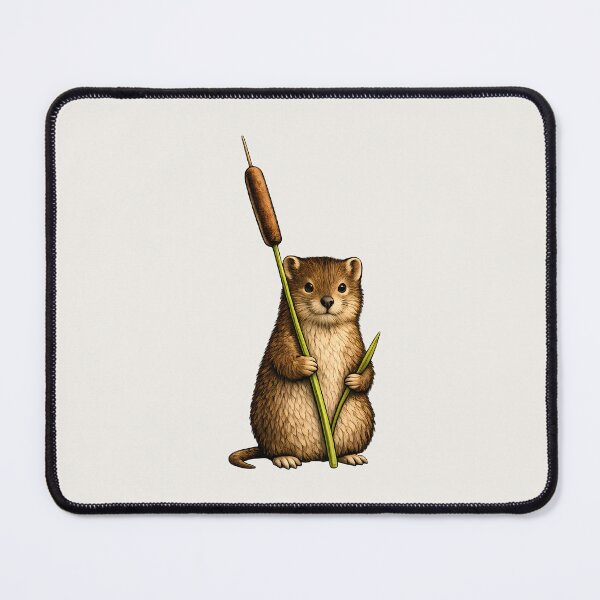 Item preview, Water Vole with Cattail – Wildlife Illustration Design designed and sold by Ombrya.