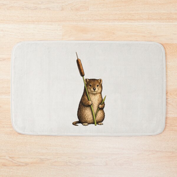 Item preview, Water Vole with Cattail – Wildlife Illustration Design designed and sold by Ombrya.