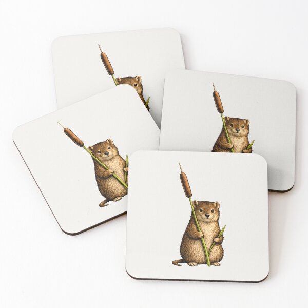 Item preview, Water Vole with Cattail – Wildlife Illustration Design designed and sold by Ombrya.