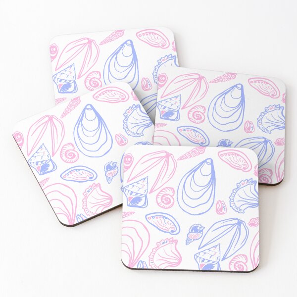 Item preview, Mediterranean sea shells pink and blue print designed and sold by KaroLeenaDesign.