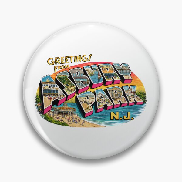 Item preview, Greetings From Asbury Park N.J. Vintage Postcard Style Beachboardwalk Illustration designed and sold by portokalis.