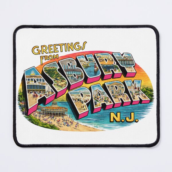 Item preview, Greetings From Asbury Park N.J. Vintage Postcard Style Beachboardwalk Illustration designed and sold by portokalis.