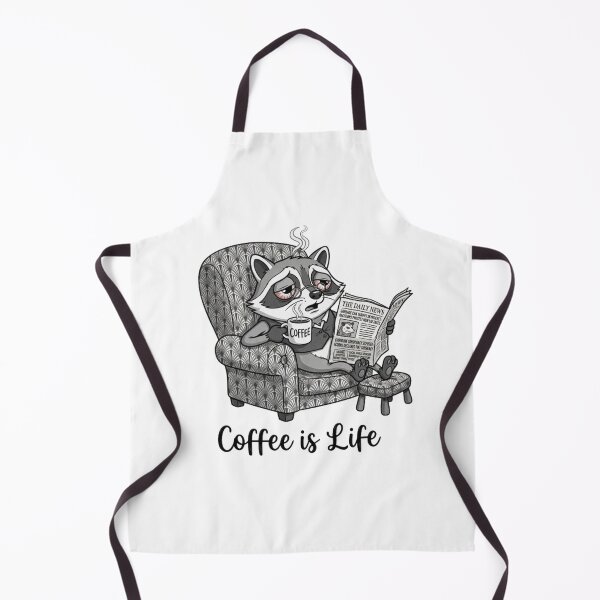 Item preview, Tired Raccoon Drinking Coffee in Armchair Reading Newspaper Cartoon designed and sold by PoomDesign.