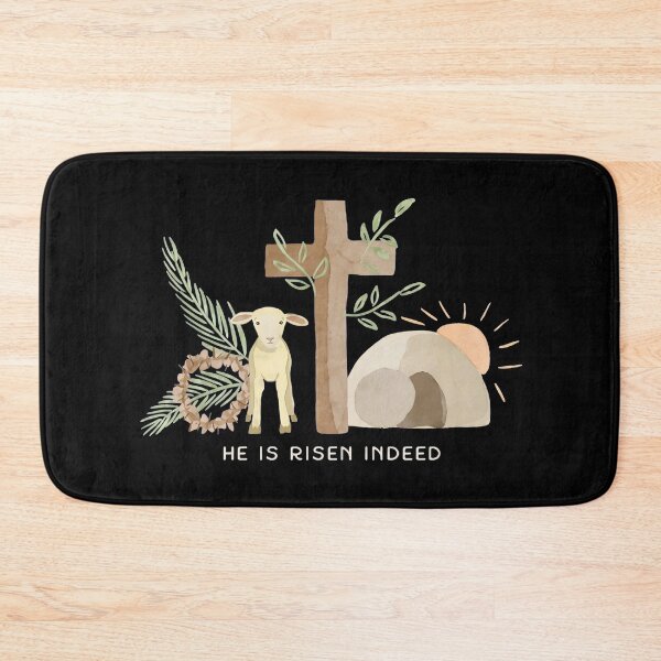 Item preview, Watercolor He Is Risen Indeed Easter Lamb Cross designed and sold by OlyvieArt.