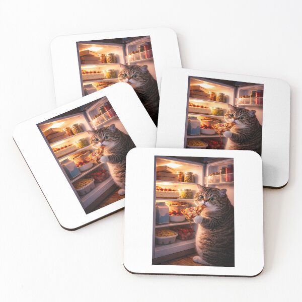 Item preview, Sneaky Cat Eating Pizza from Fridge – Funny Hungry Cat Moment designed and sold by LovelyCatGalaxy.