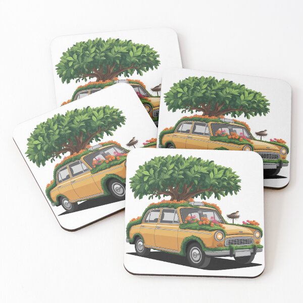 Item preview, Mumbai Padmini Taxi Nature Poster — Desi Art, Indian Vintage Car Gift, India Nostalgia designed and sold by TheFlamedArts.
