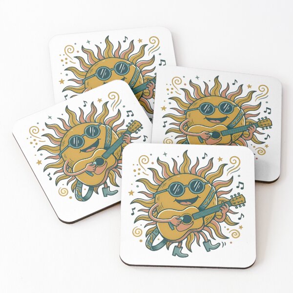 Item preview, Groovy Retro Sun - Playing Acoustic Guitar with Sunglasses designed and sold by AlanyaArtX.