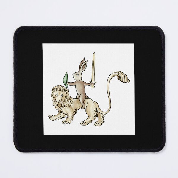 Item preview, Medieval Marginalia Rabbit Riding Lion designed and sold by gewgacruccl43.