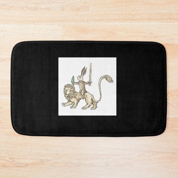 Item preview, Medieval Marginalia Rabbit Riding Lion designed and sold by gewgacruccl43.