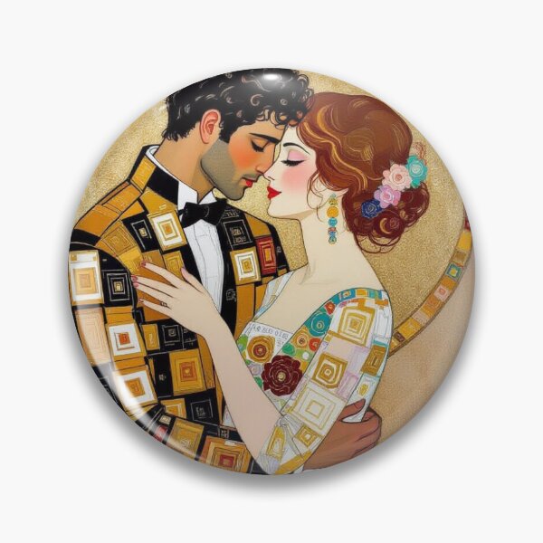 Item preview, Klimt-inspired embrace in modern Art Nouveau style with golden patterns and emotional depth designed and sold by FotoworldEdel.