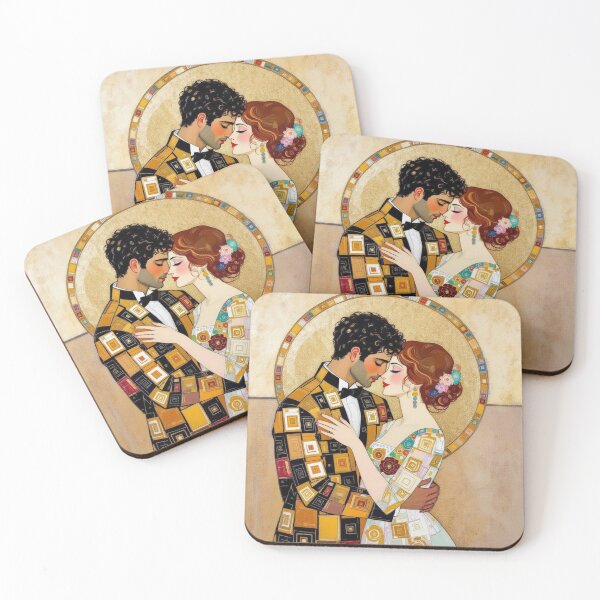 Item preview, Klimt-inspired embrace in modern Art Nouveau style with golden patterns and emotional depth designed and sold by FotoworldEdel.
