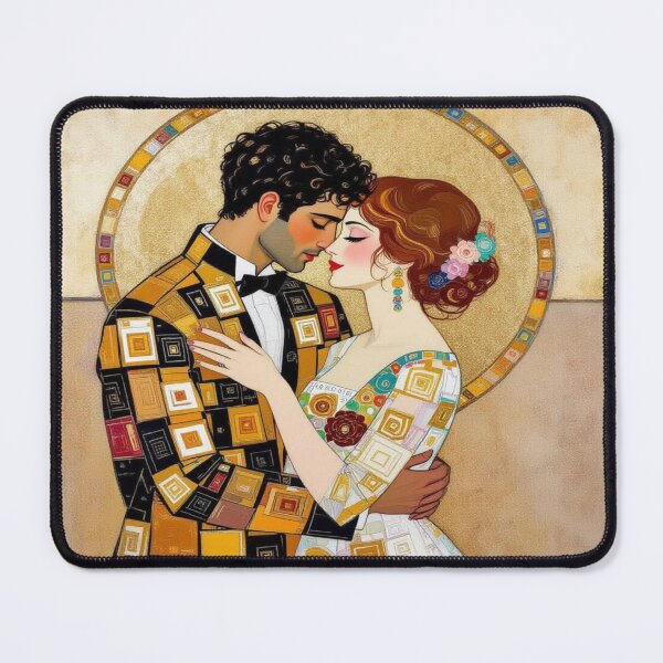 Item preview, Klimt-inspired embrace in modern Art Nouveau style with golden patterns and emotional depth designed and sold by FotoworldEdel.