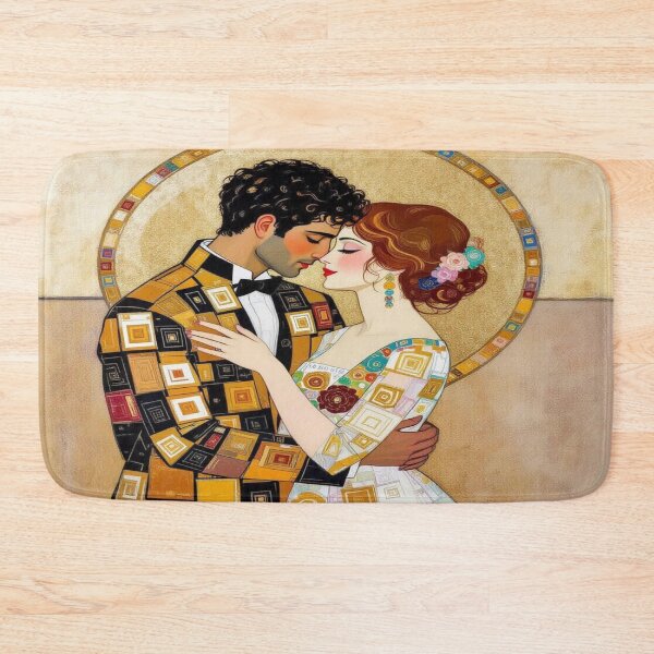 Item preview, Klimt-inspired embrace in modern Art Nouveau style with golden patterns and emotional depth designed and sold by FotoworldEdel.