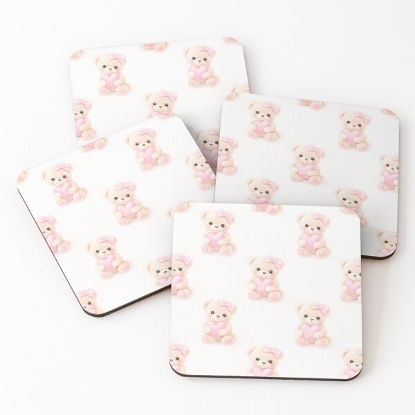 Item preview, Cute Teddy Bear Heart Seamless Pattern – Coquette Pink Kawaii Aesthetic Design designed and sold by Creativeeworld777.
