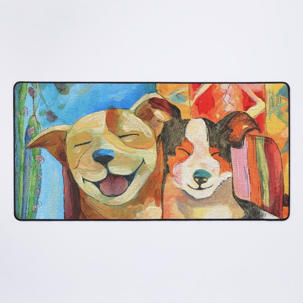 Item preview, Happy Dog Couple Colorful Cozy Art designed and sold by AlisaArtDecor.