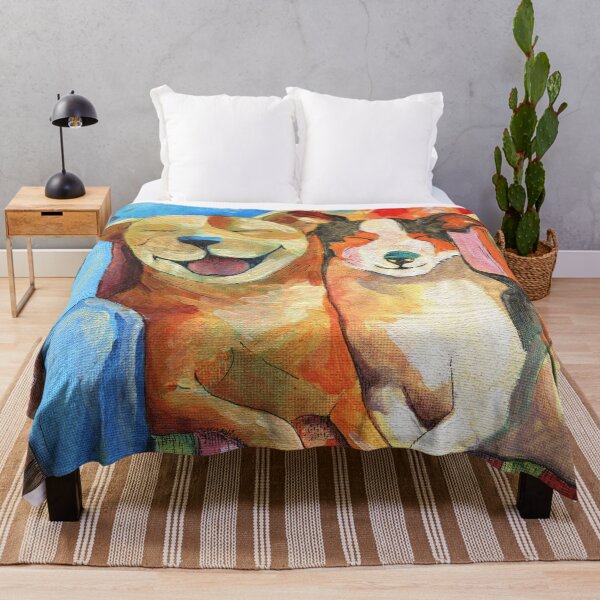Item preview, Happy Dog Couple Colorful Cozy Art designed and sold by AlisaArtDecor.