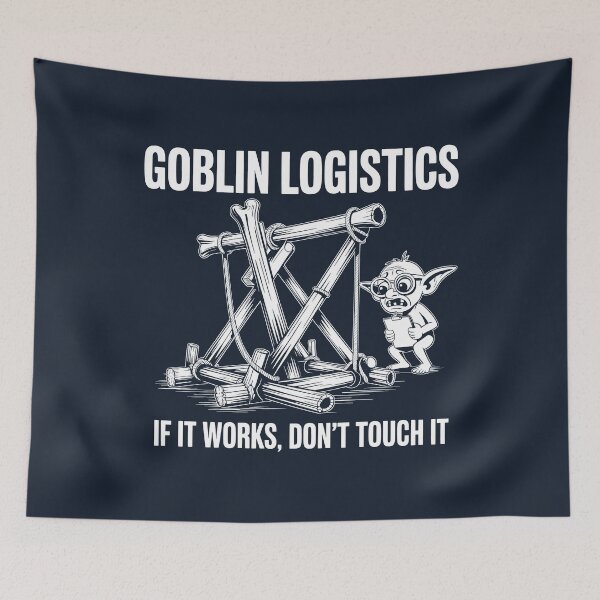 Item preview, Goblin Logistics Fantasy Humor and Goblin Engineering designed and sold by SplashTastic.