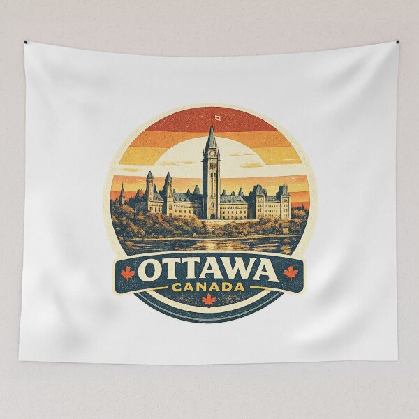 Item preview, Ottawa Canada Vintage Skyline T-Shirt – Parliament Hill Retro Sunset Travel Graphic designed and sold by Globalcitytees.