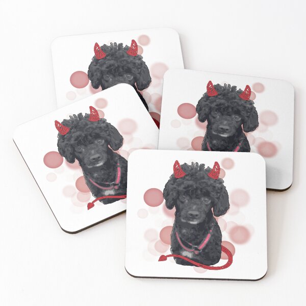 Item preview, Cute Black Poodle with Horns and a Devil Tail - Realistic Illustration designed and sold by iamKRUK.