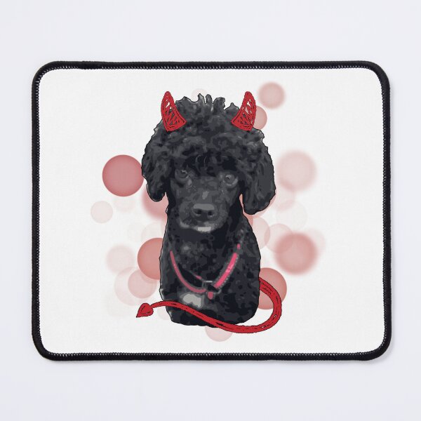 Item preview, Cute Black Poodle with Horns and a Devil Tail - Realistic Illustration designed and sold by iamKRUK.