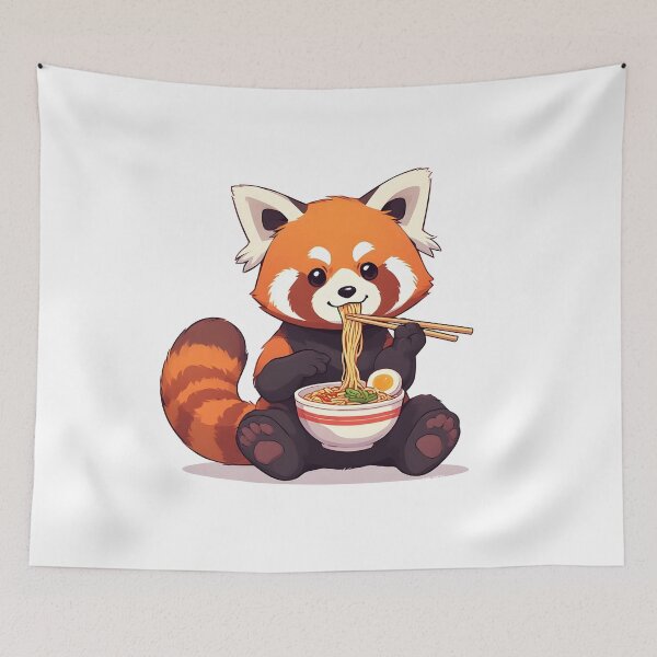 Item preview, Cute Red Panda Eating Ramen Funny Kawaii Food Design designed and sold by Karolina’s Cozy Creations.