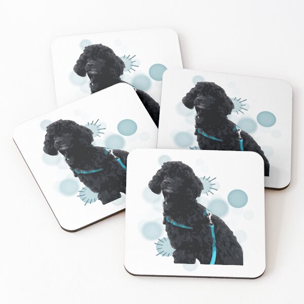 Item preview, Cute Black Poodle with Blue Harness - Realistic Illustration designed and sold by iamKRUK.