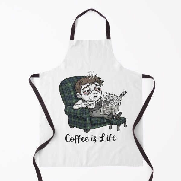 Item preview, Coffee Is Life: Funny Tired Office Worker Reading Newspaper Cartoon designed and sold by PoomDesign.