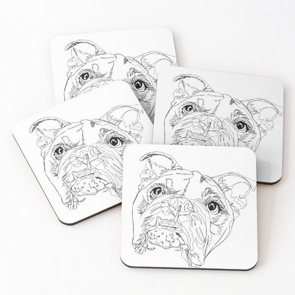 Item preview, E for English Bulldog part of A to Z Alphabet Line Art Series designed and sold by Mauras-Designs.