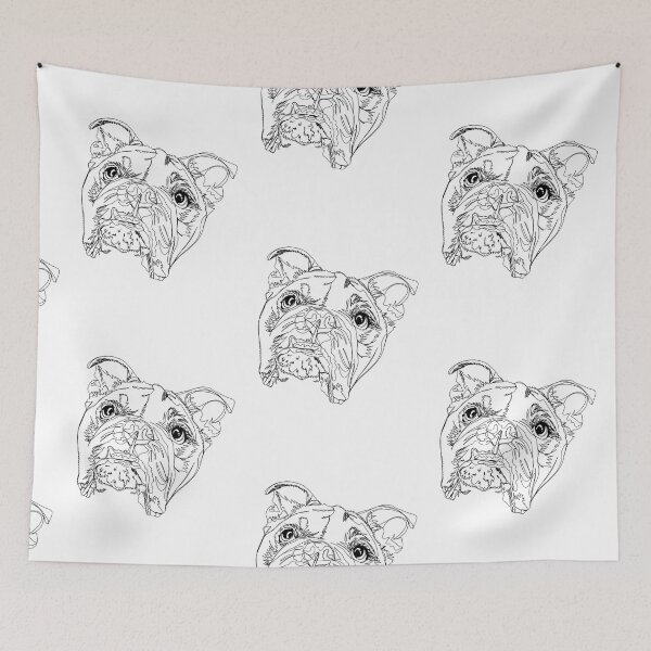 Item preview, E for English Bulldog part of A to Z Alphabet Line Art Series designed and sold by Mauras-Designs.