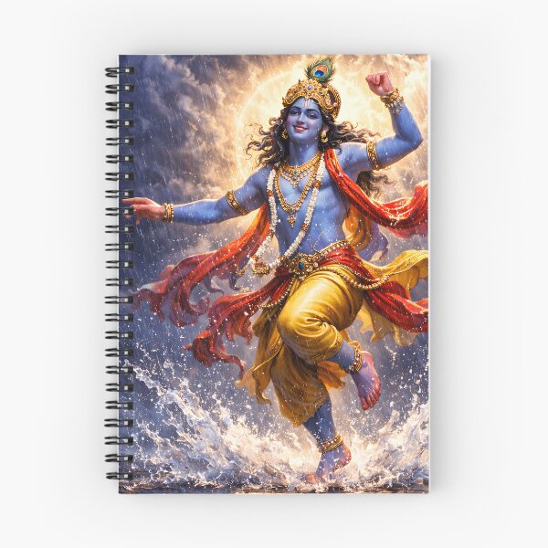 Item preview, Krishna Dancing in Rain | Divine Joy Vrindavan Scene Art designed and sold by CosmicLotusArt.