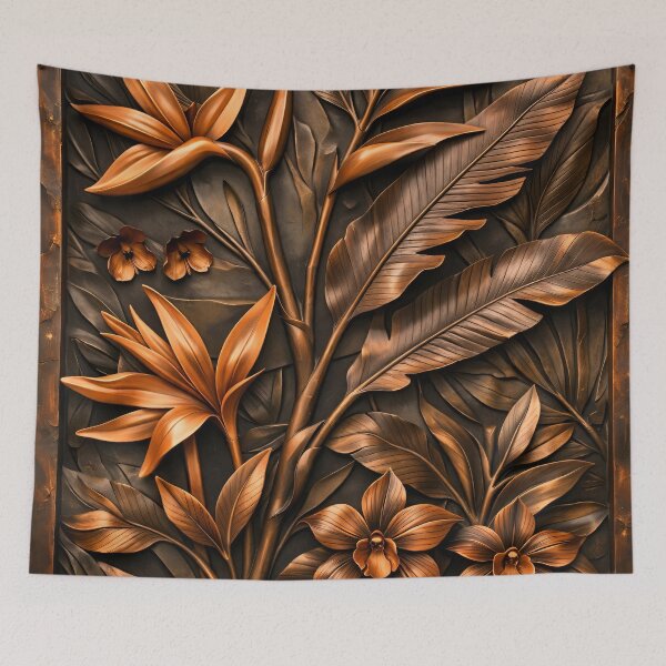 Item preview, Luxury Copper Tropical Floral Wall Art designed and sold by Kaleidoscope Print.