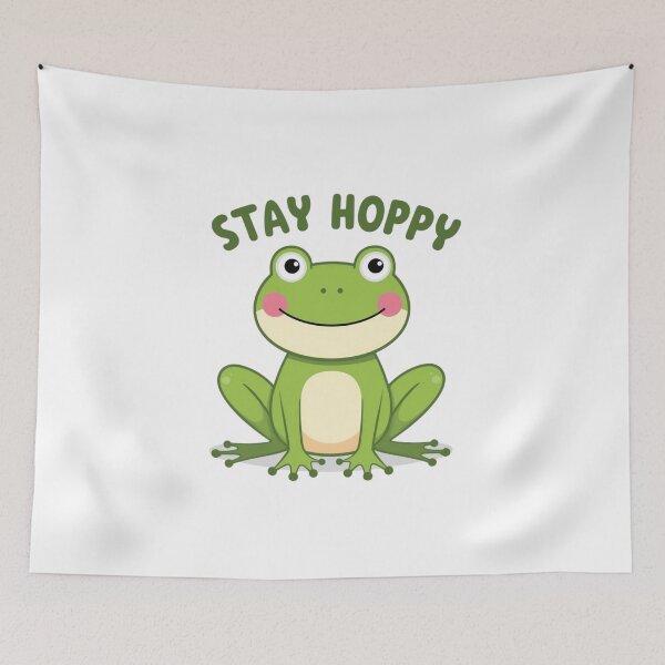 Item preview,  Stay Hoppy – Cute Smiling Frog Illustration designed and sold by catcurio.