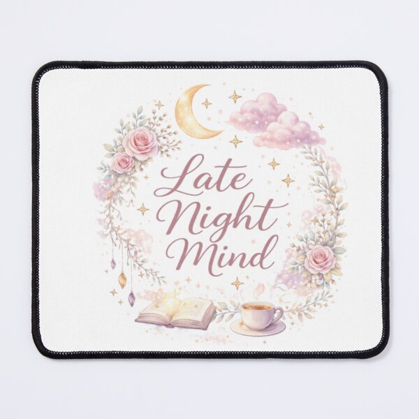 Item preview, Late Night Mind Aesthetic Moon & Cozy Dreamy Quote Design designed and sold by Sanika arts .